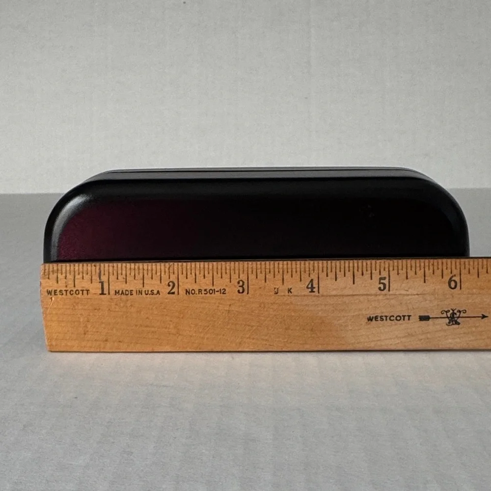 COACH New York Clamshell/Hardshell Eyeglass Case/Black Embossed Leather